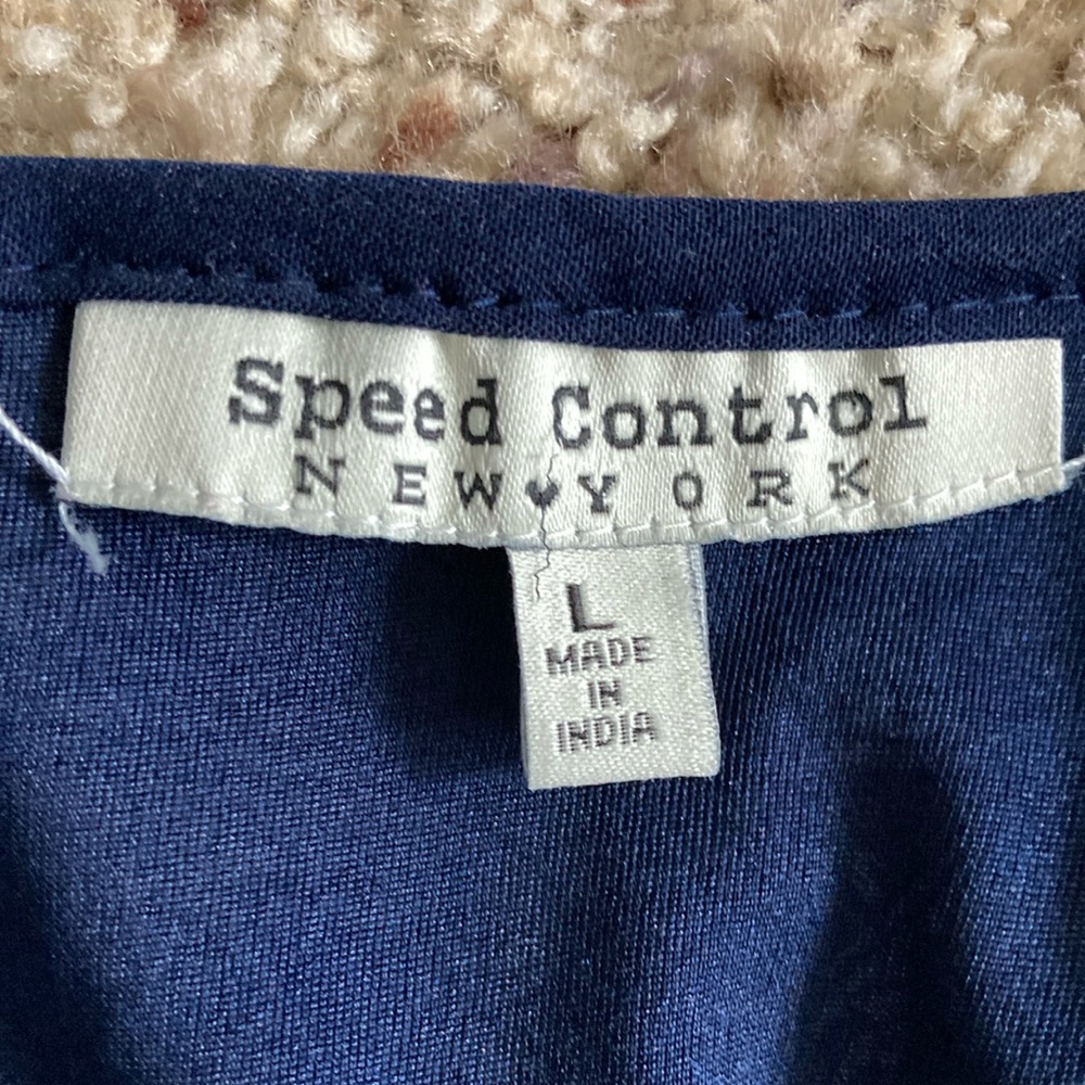 Speed Control Navy Blue Handkerchief Dress - size Large - Picture 2 of 8